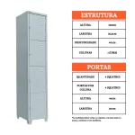 Roupeiro de Aço 4 Portas Pequenas - Armário Vestiário