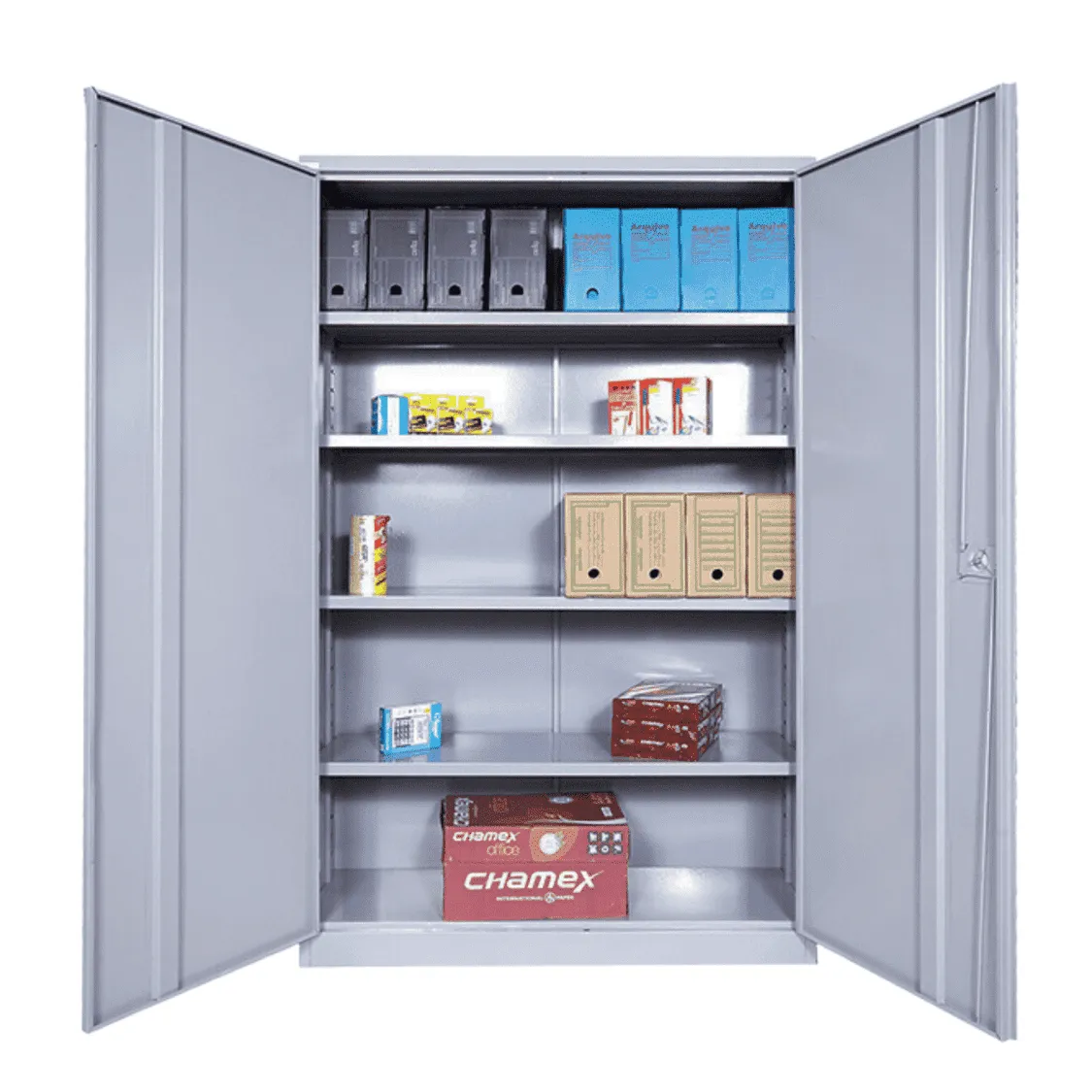 Armário de Aço 2 Portas PA 120 para Escritório - Com 4 Prateleiras - 1,98x1,20x0,40 - Imagem 2