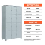 Roupeiro de Aço 12 Portas Pequenas - Armário Vestiário