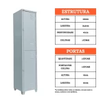 Roupeiro de Aço 2 Portas Grandes - Armário Vestiário