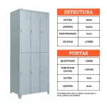Roupeiro de Aço 6 Portas Grandes - Armário Vestiário