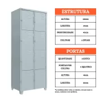 Roupeiro de Aço 8 Portas Pequenas - Armário Vestiário